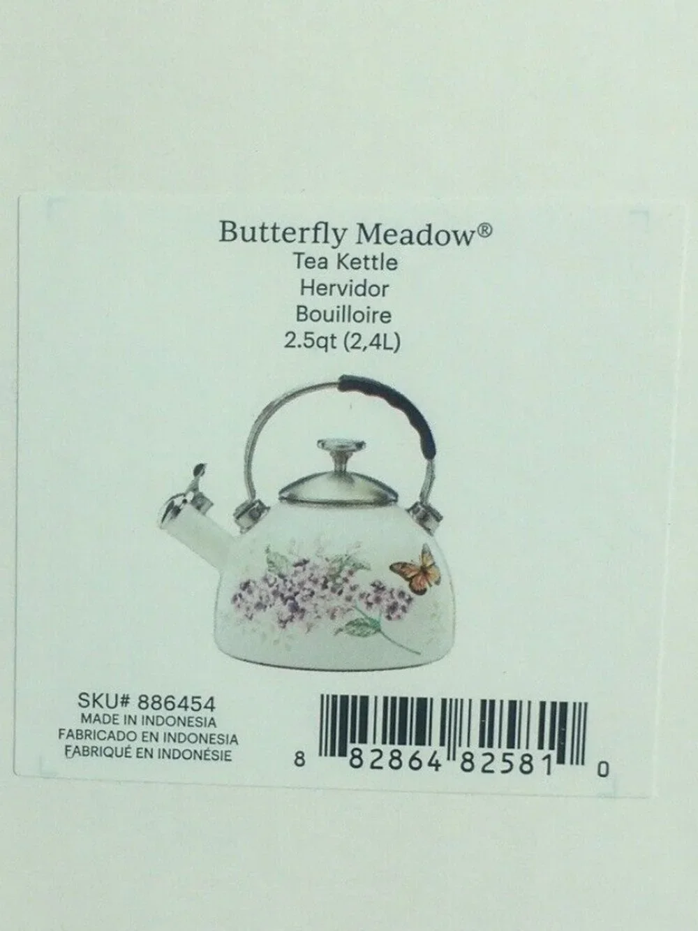 brand new LILAC PURPLE FLORAL Lenox Butterfly Meadow 2.5-Quart Tea Kettle